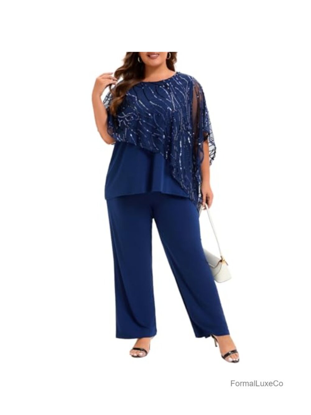 Plus Size Mother of the Bride Pant Suit 2 Piece Embroidered High Low